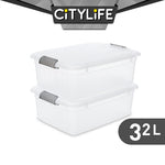 (Bundle of 2) Citylife 29L Transparent Container Box Underbed Stackable Storage X-6342