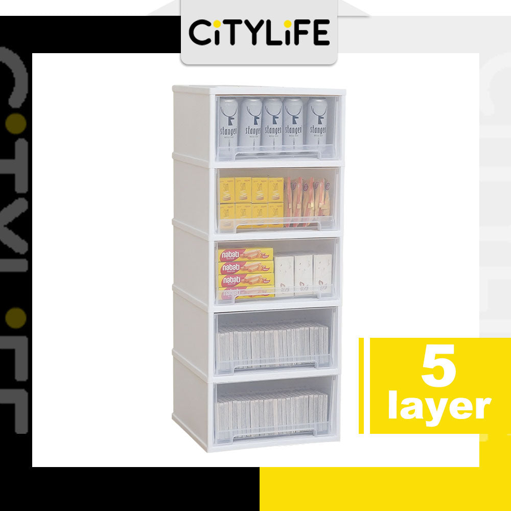 Citylife 135L 5 Tier Storage Cabinet Space Saving Drawer Knock Down Cabinet Cabinet Organizer G-5091