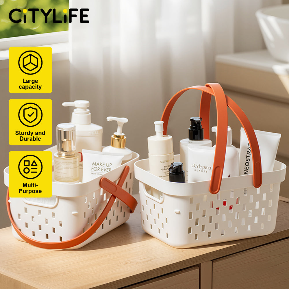 🔥NEW🔥Citylife Handles Holes Storage Drain Basket Plastic Storage Box Container with Handles Cabinet Organizer