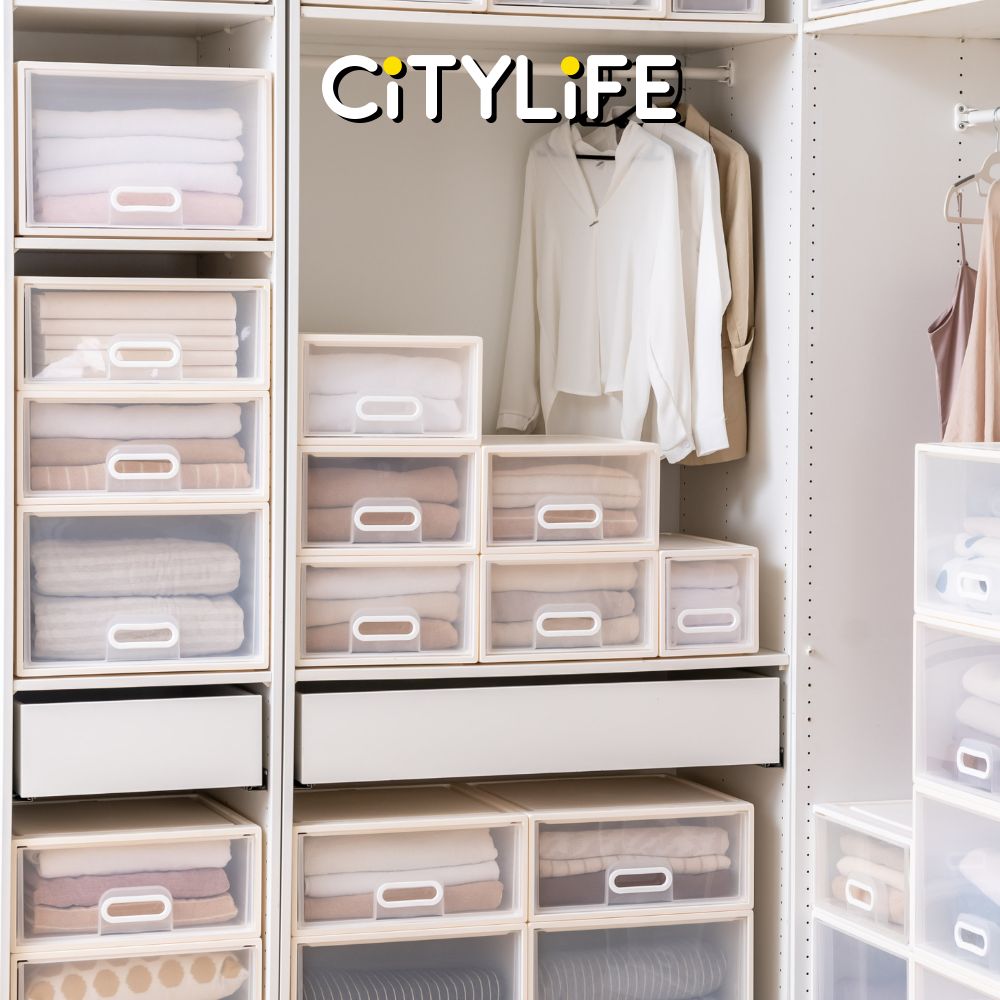 (Bundle of 2) Citylife 9L Stackable Storage Chest Drawers box Home Organizer Drawer Plastic Cabinet G-5200