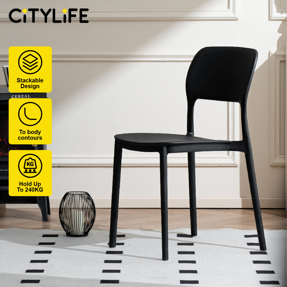 🔥NEW🔥Citylife Nordic Plastic Chair Dining Chair Stackable Home Chair Thickened Coffee Chair Plastic Chair