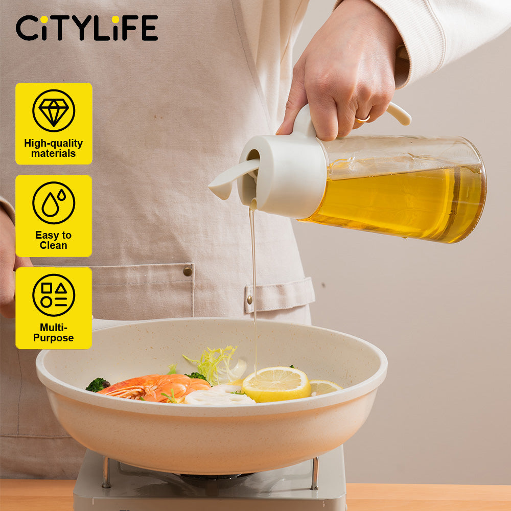 Citylife 695ml Glass Bottle Oil Sprayer Sauce Bottle Glass Storage Bottles for Oil and Vinegar Creative Oil Dispenser
