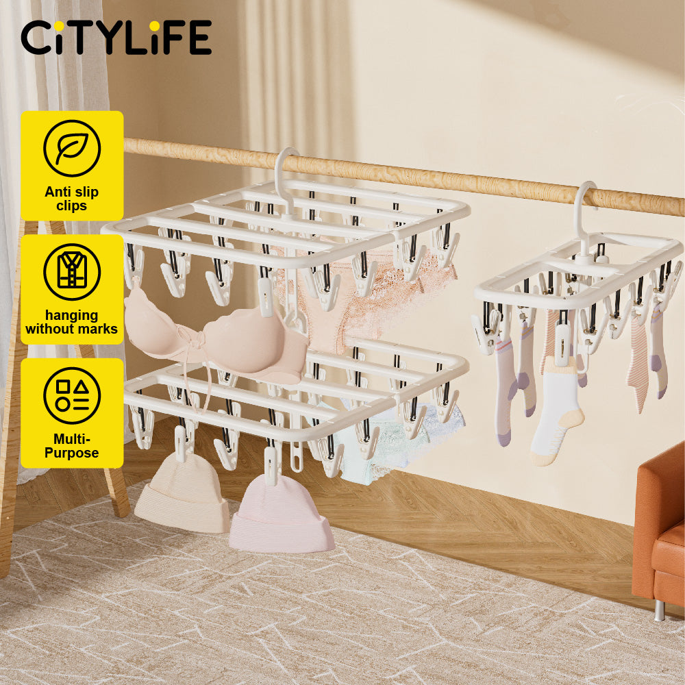 🔥NEW🔥Citylife Windproof Clothes Peg 8/12/24 Hook Socks' Clip Drying Rack Clothes Drying Storage