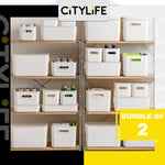 (Bundle of 2) Citylife 6.5L Organisers Storage Boxes Kitchen Containers Wardrobe Shelf Desk Home With Closure Lid - S H-7702