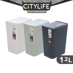 Citylife 12L Bathroom Dustbin Kitchen Hand Press Trash Bin Garbage Bin Rubbish Bin T-3073