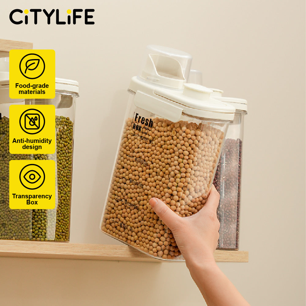 Citylife Kitchen Food Dispenser Container Sealed Leak-proof Crisper Kitchen Or Pet Food With Pour Spout Measuring Cup