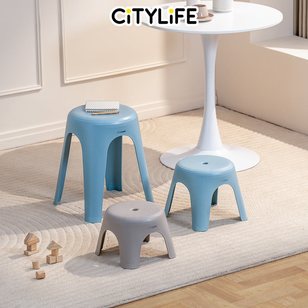 (Bundle of 2) Citylife Sturdy Stackable Picnic Gathering Cuboid Sitting Stool Chair Hold Up To 120kg D-21444546