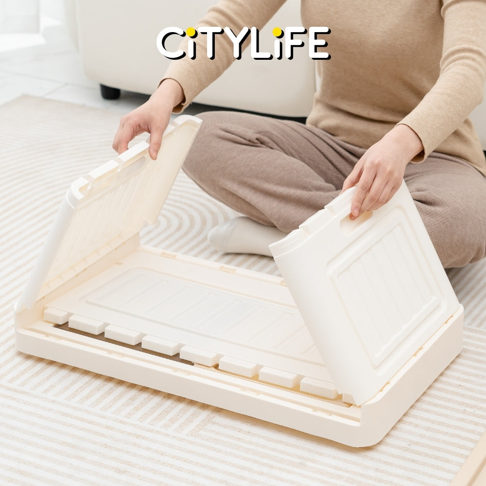 Citylife Fully enclosed toilet anti-splash Double Layer Extra Large Foldable Cat Litter Box with Tray MSP-0074
