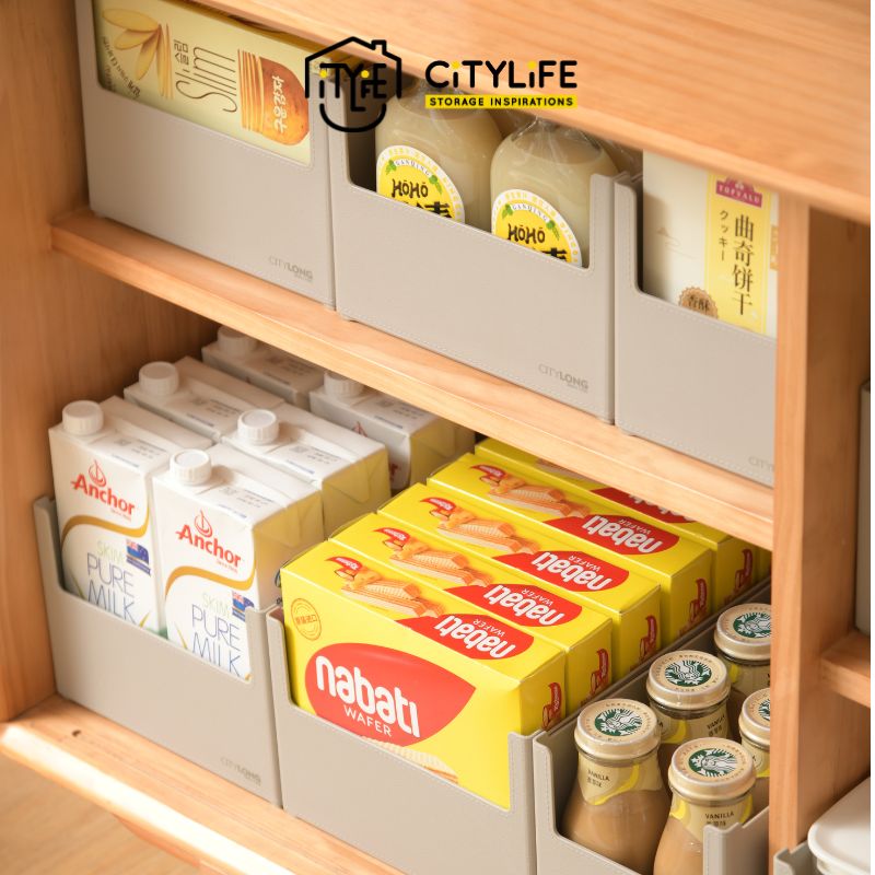 Citylife 1.2L to 9.7L Multi-Purpose Rectangular Storage Holder for Desk Cupboard Pantry with Multiple Sizes H-7334-40 GREY