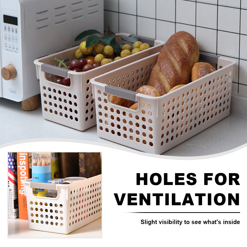 (BUNDLE OF 2) - Citylife Plastic Storage Basket Organizer Toy Storage Kitchen Organizer with handle Basket with holes L-7101020304