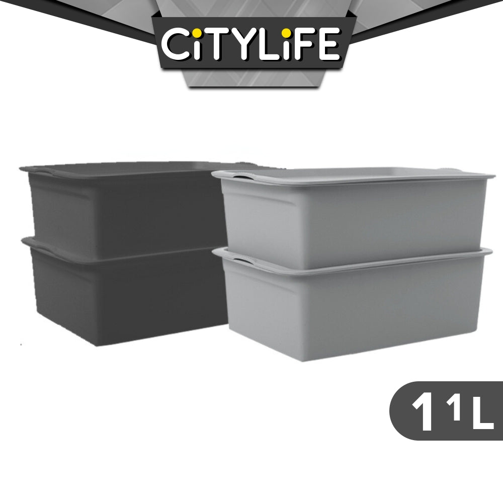 (BUNDLE OF 2) Citylife 11L Stackable Storage Box Desk Container Storage Container With Lid X-6098