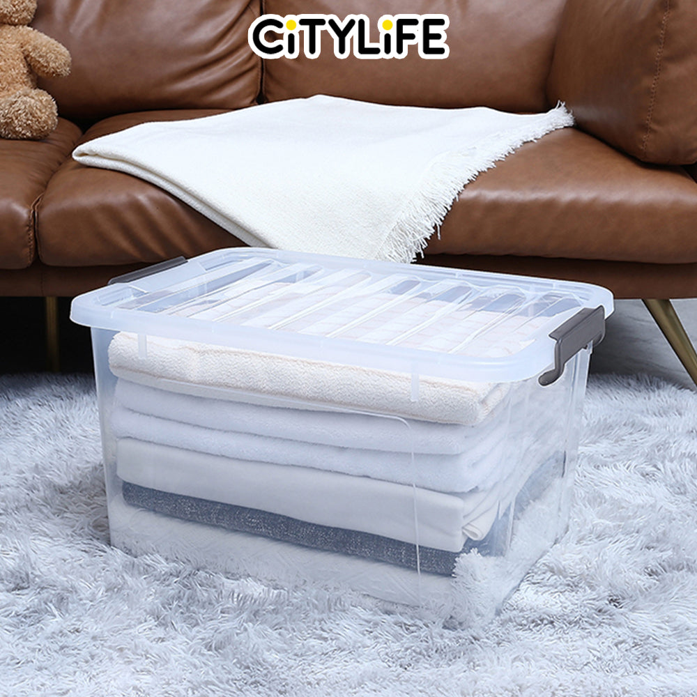 Citylife 42L Widea Transparent Storage Box Stackable Storage Large Container Box With Wheels X-6328