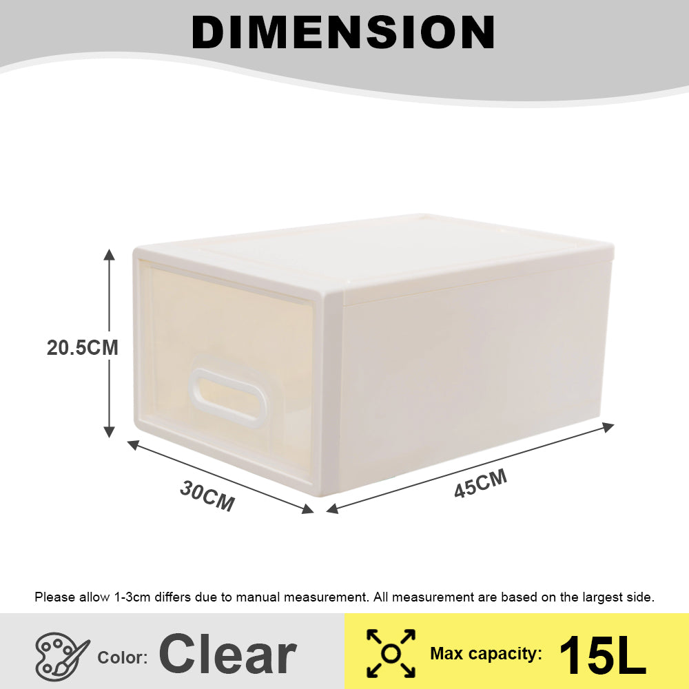 (Bundle of 2) Citylife 15L Stackable Storage Chest Drawers box Home Organizer Drawer Plastic Cabinet G-5201