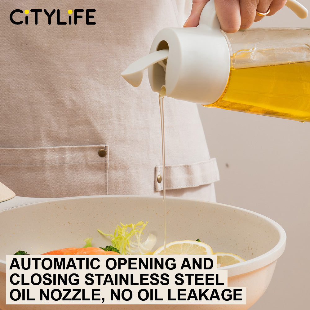 Citylife 695ml Glass Bottle Oil Sprayer Sauce Bottle Glass Storage Bottles for Oil and Vinegar Creative Oil Dispenser