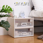 (Bundle of 2) Citylife 25L Stackable Storage Chest Drawers box Home Organizer Drawer Plastic Cabinet G-5203