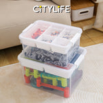 Citylife 16L Transparent Organizer Stackable Storage Container Box With Extra Compartment Tray X-6011