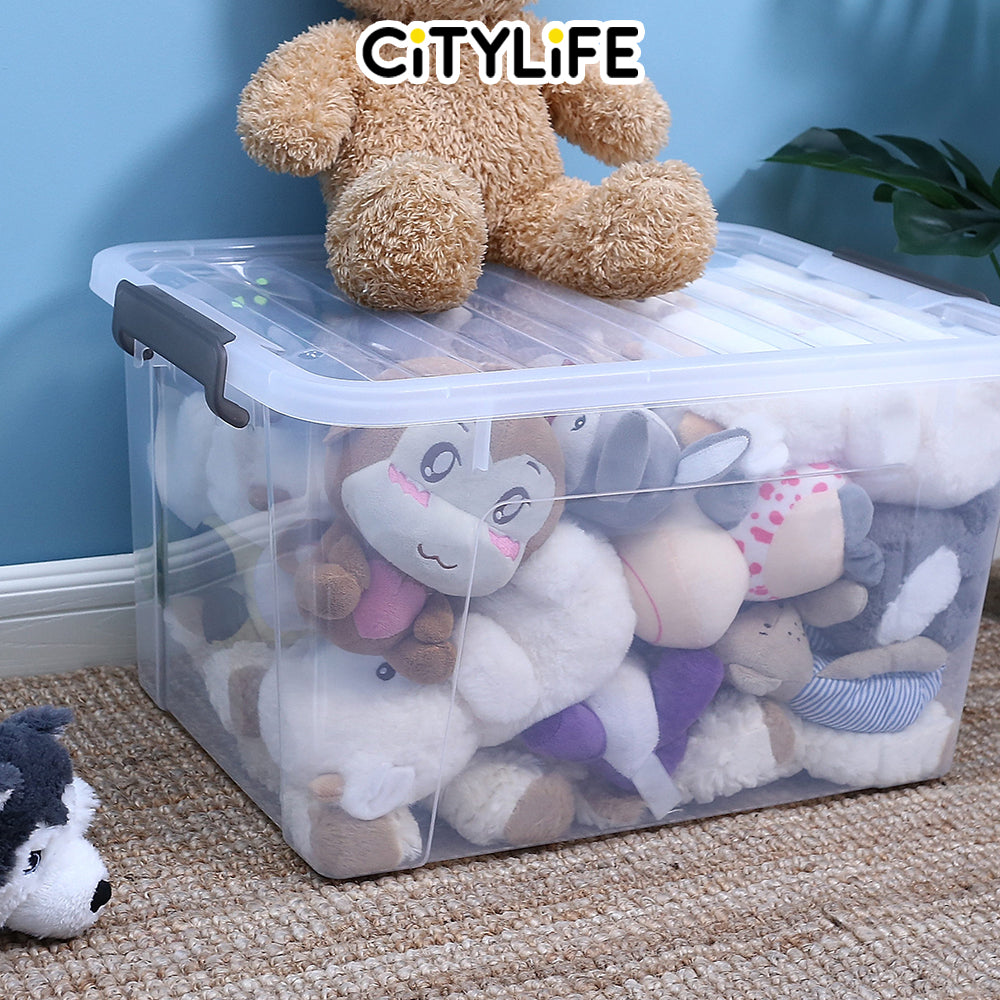 Citylife 42L Widea Transparent Storage Box Stackable Storage Large Container Box With Wheels X-6328