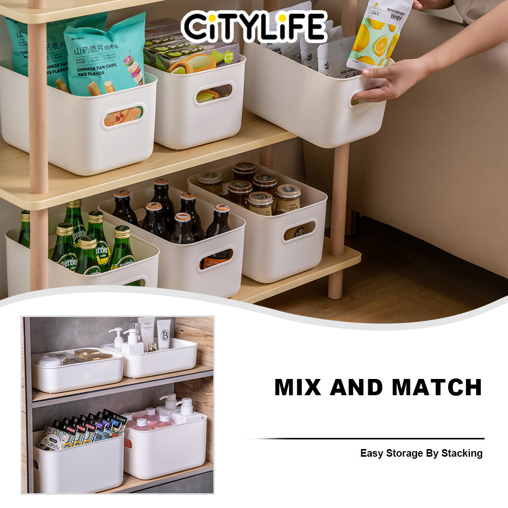 (Bundle of 2) Citylife 6.5L Organisers Storage Boxes Kitchen Containers Wardrobe Shelf Desk Home With Closure Lid - S H-7702