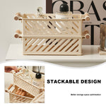 (Bundle of 2) Citylife Stackable Storage Box Crate Storage Basket Open Top Table Decorative Tray Organizer H-8018889