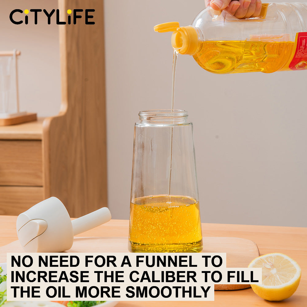 Citylife 695ml Glass Bottle Oil Sprayer Sauce Bottle Glass Storage Bottles for Oil and Vinegar Creative Oil Dispenser
