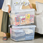 (BUNDLE OF 2) Citylife 60L Large Capacity Stackable Box Storage Container Box With Wheels - L X-6137
