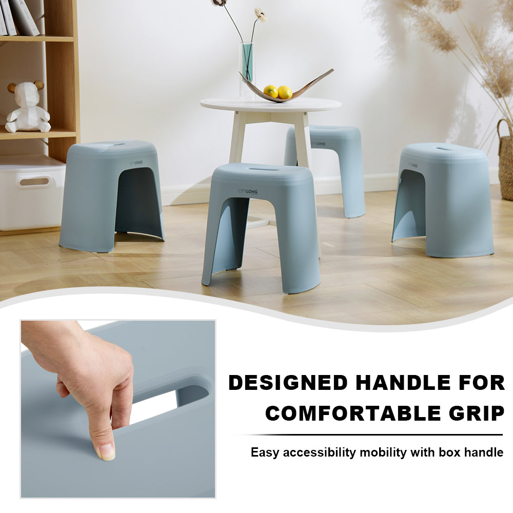 (Bundle of 2) Citylife Foot Stool Sturdy Stackable Bathroom Kitchen Sitting Foot Stool - (Hold Up To 120kg) D-2126