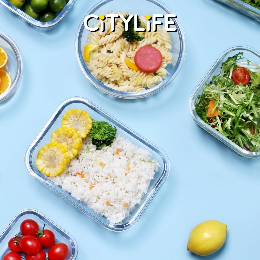 (Gift Pack Bundle) Citylife Air-tight Glass Lunch Box Oven Microwave Glass Food Container Bento Box H-84848586