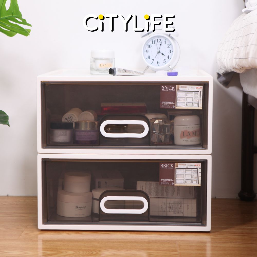 (Bundle of 2) Citylife 25L Stackable Storage Chest Drawers box Home Organizer Drawer Plastic Cabinet G-5203