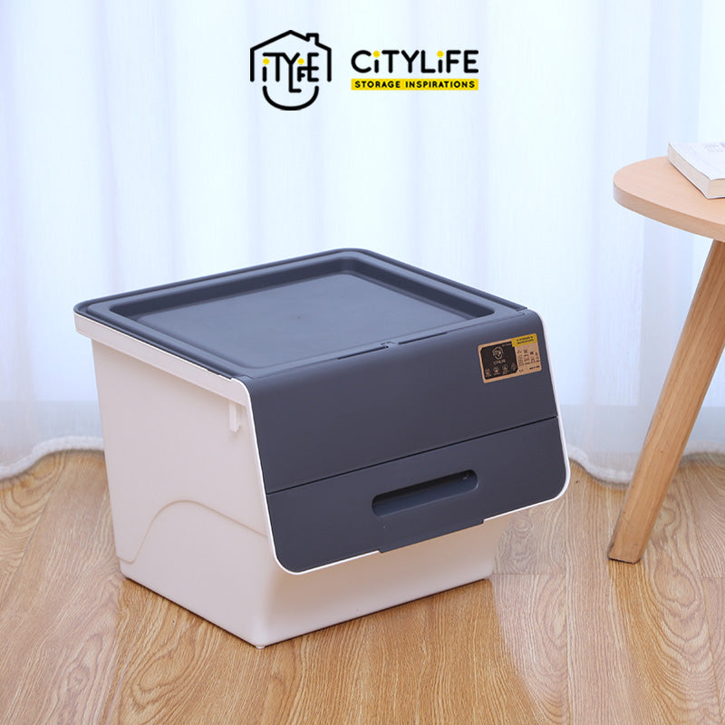 (Bundle of 4) Citylife 35L Multi-Purpose Front Opening Stackable Storage Box X-8181