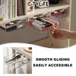 (Bundle of 2) Citylife 2 Packs Self-Adhesive Under Desk Drawer Slide Out Desk Organizers and Accessories H-8097