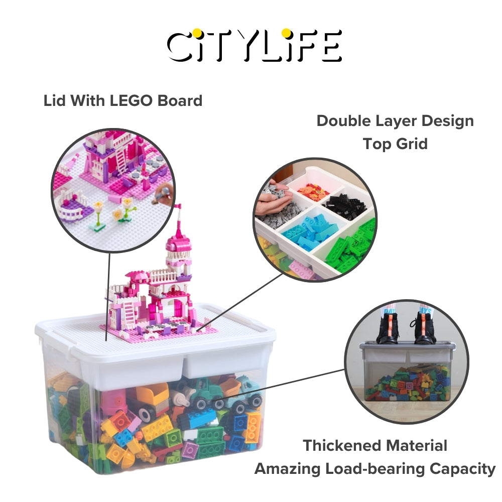 Citylife 16L Transparent Organizer Stackable Storage Container Box With Extra Compartment Tray X-6015