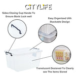 (BUNDLE OF 2) Citylife 33L Transparent Storage Box Stackable Storage Container Box X-6044