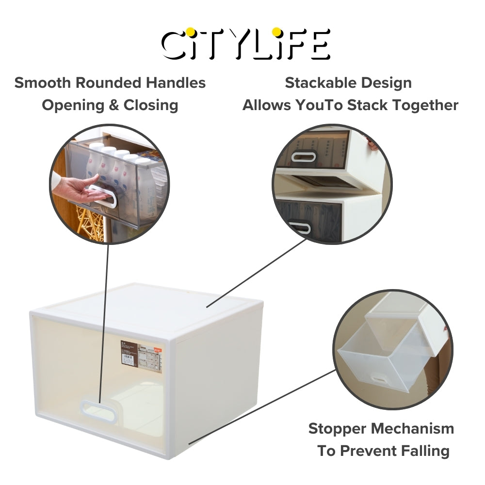 Citylife 40L Stackable Storage Chest Drawers box Home Organizer Drawer Plastic Cabinet G-5205