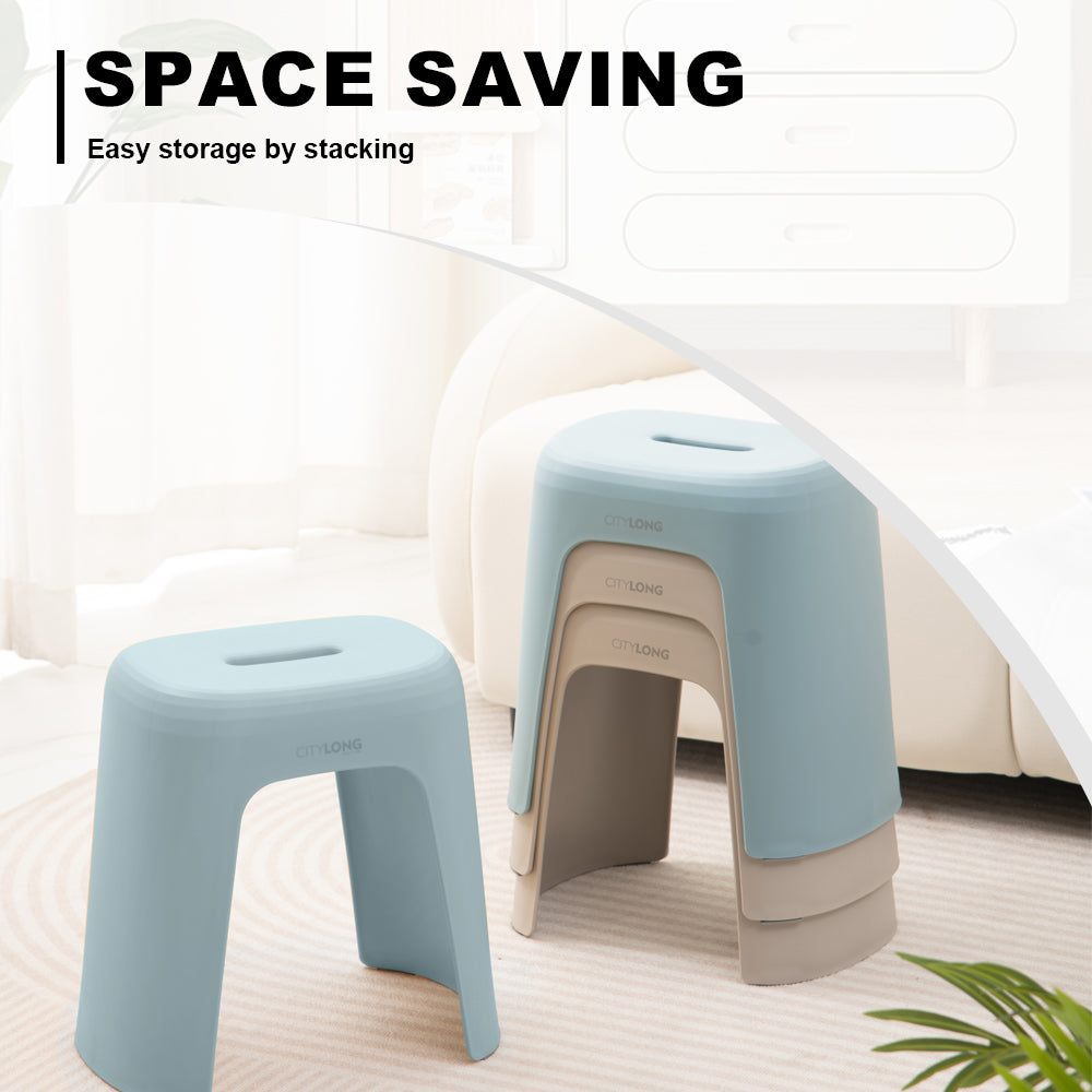 (Bundle of 2) Citylife Foot Stool Sturdy Stackable Bathroom Kitchen Sitting Foot Stool - (Hold Up To 120kg) D-2126