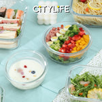 (Bundle of 2) Citylife Air-tight Glass Lunch Box Oven Microwave Glass Food Container Bento Box H-84818283