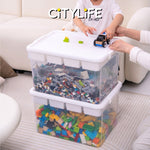 Citylife 43L Transparent Organizer Stackable Storage Container Box With Extra Compartment Tray X-6017