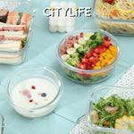 (Bundle of 2) Citylife Air-tight Glass Lunch Box Oven Microwave Glass Food Container Bento Box H-84878889