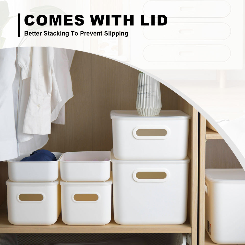 (Bundle of 2) Citylife 6.5L Organisers Storage Boxes Kitchen Containers Wardrobe Shelf Desk Home With Closure Lid - S H-7702