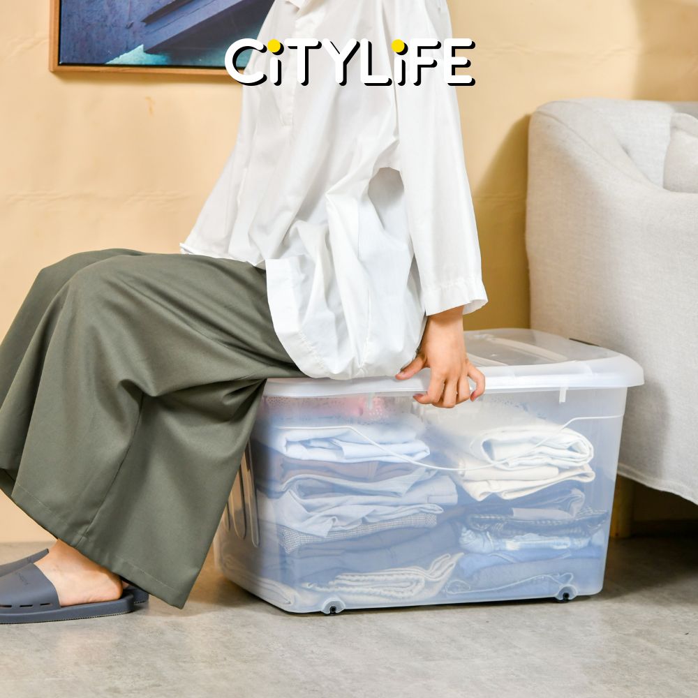 (BUNDLE OF 2) Citylife 60L Large Capacity Stackable Box Storage Container Box With Wheels - L X-6137