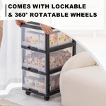 Citylife 54L 3 Tier Storage Cabinet Space Saving Drawer Cabinet Organizer With Wheels G-5020