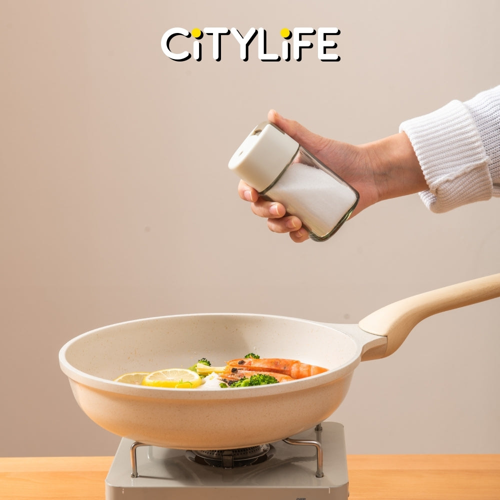 Citylife 100ml Press-Type Quantitative Salt Shaker Each Press 0.5g Seasoning Container Glass Household Quantitative Salt Bottle H-9459