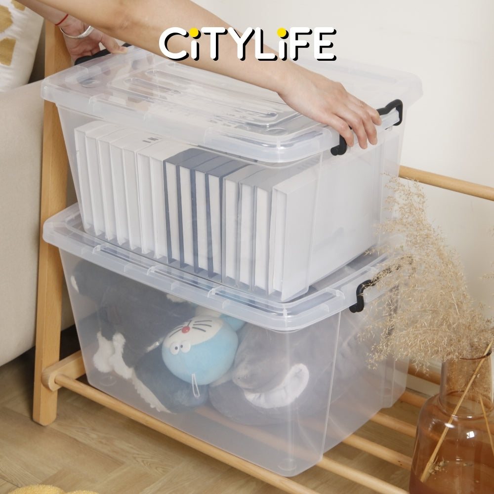 (BUNDLE OF 2) Citylife 33L Transparent Storage Box Stackable Storage Container Box X-6044