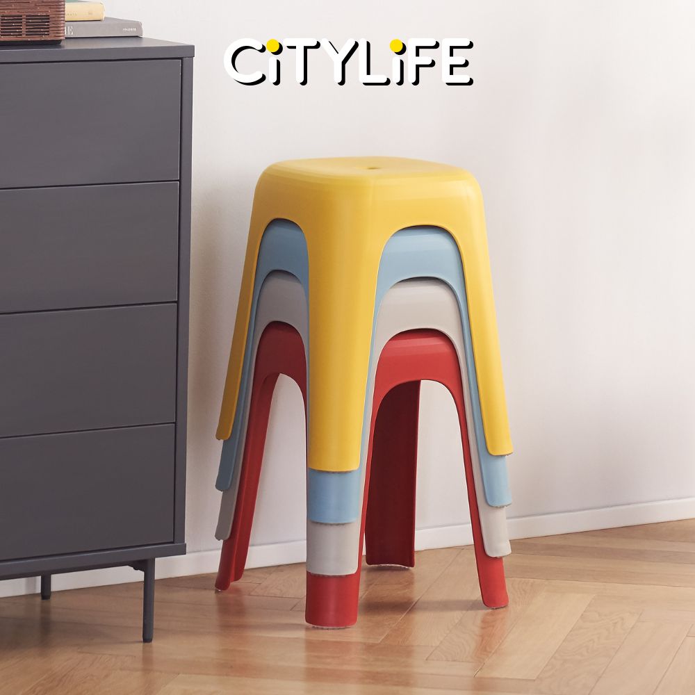 (Bundle of 2) Citylife Sturdy Stackable Picnic Gathering Cuboid Sitting Stool Chair Hold Up To 120kg D-2124