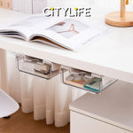 (Bundle of 2) Citylife 2 Packs Self-Adhesive Under Desk Drawer Slide Out Desk Organizers and Accessories H-8097