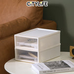 (Bundle of 2) Citylife 3L Stackable Storage Chest Drawers box Home Organizer Drawer Plastic Cabinet G-5210