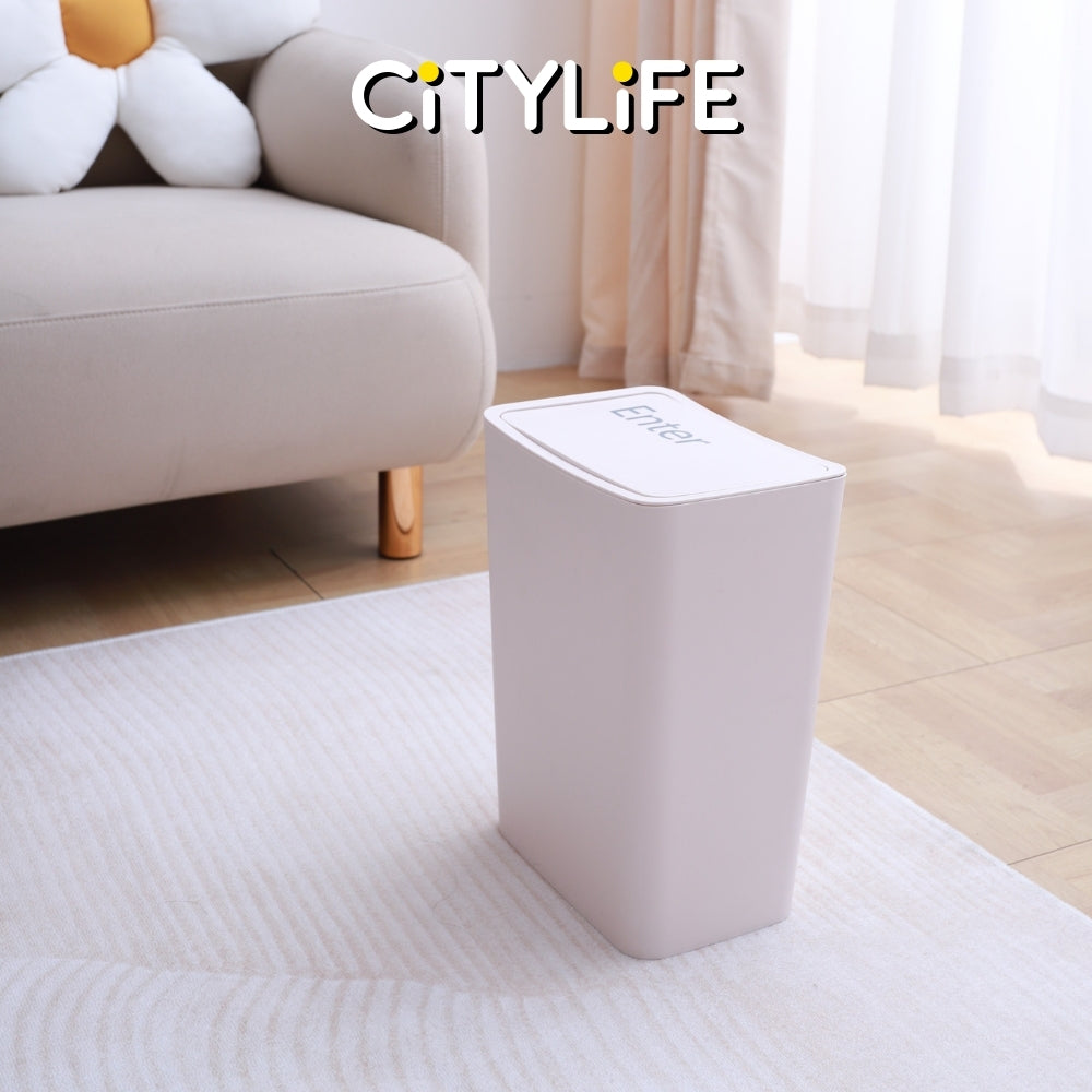 Citylife 8L Bathroom Dustbin Kitchen Hand Press Trash Bin Garbage Bin Rubbish Bin T-3074