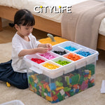 Citylife 43L Transparent Organizer Stackable Storage Container Box With Extra Compartment Tray X-6017