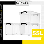 Citylife 55L Widea Transparent Storage Box Stackable Storage Large Container Box With Wheels X-6320