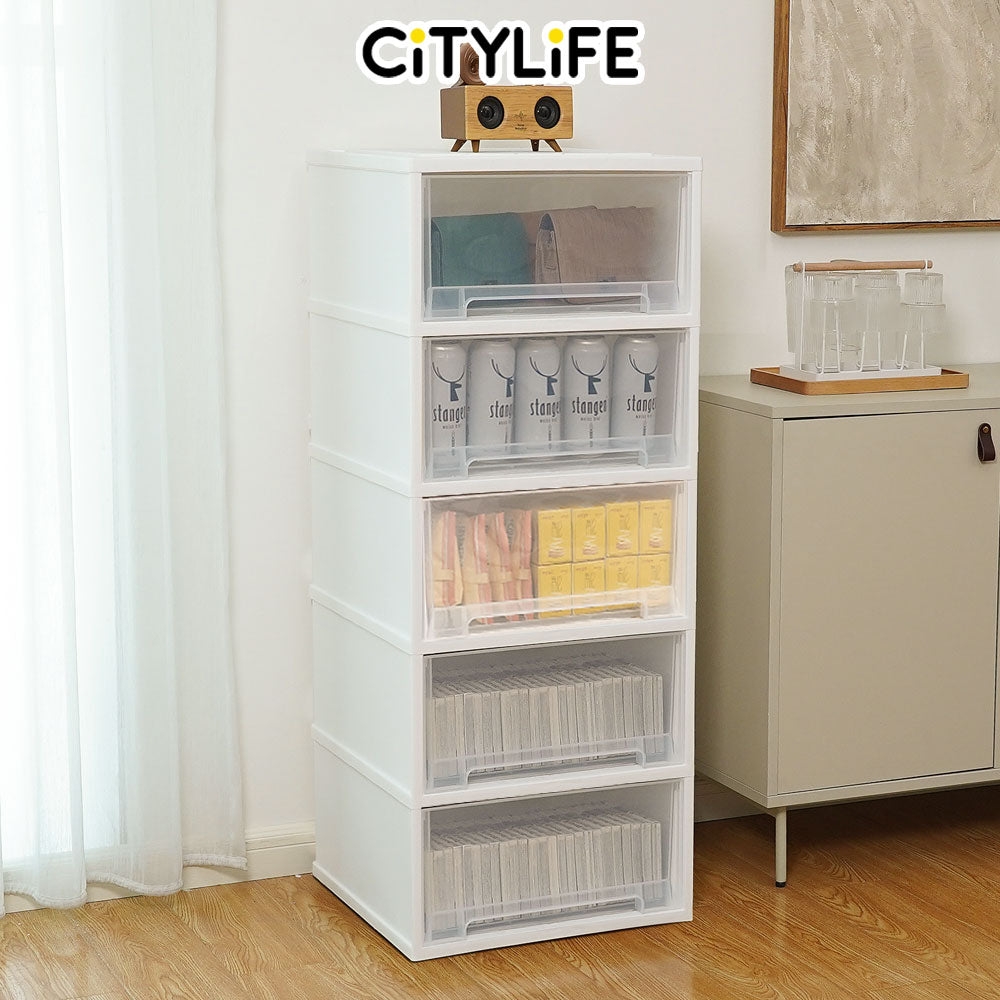 Citylife 135L 5 Tier Storage Cabinet Space Saving Drawer Knock Down Cabinet Cabinet Organizer G-5091