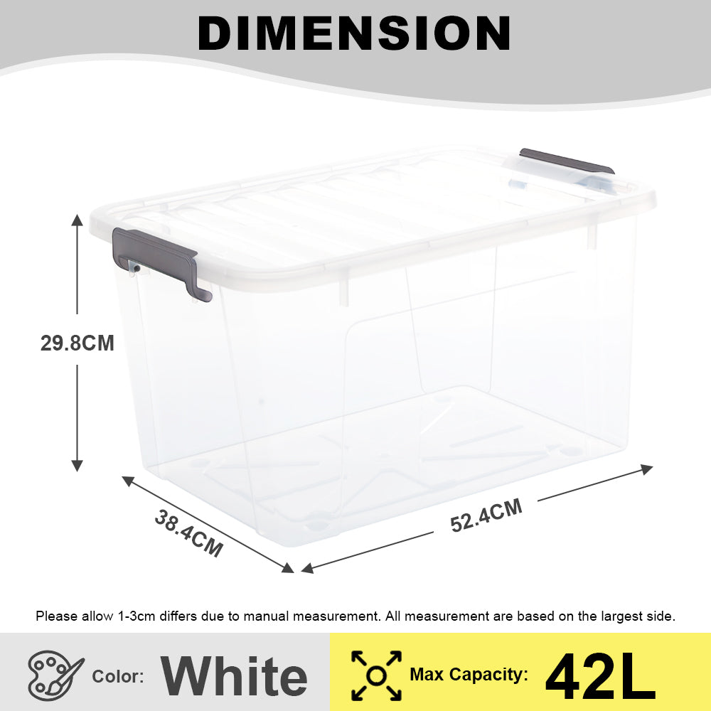 Citylife 42L Widea Transparent Storage Box Stackable Storage Large Container Box With Wheels X-6328